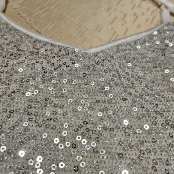 NWT EXPRESS SILVER SEQUIN CAMI with ADJUSTABLE SPAGHETTI STRAPS SZ S/P - Picture 3 of 14